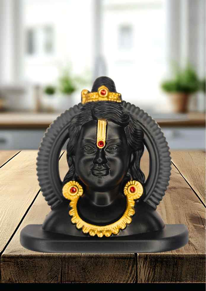 5-Inch Black & Gold-Finish Ram Lalla Wall Hanging & Tabletop Idol for Pooja Room & Home Decor